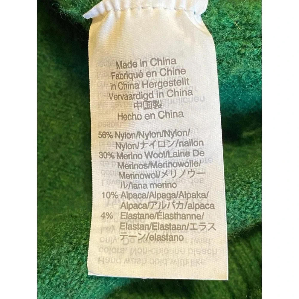 J Crew Sweater Medium Alpaca Merino Wool Oversized Green Lagen Turtleneck sku52